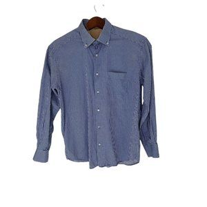 Charles Le Golf Blue Gingham Button Up Long Sleeve Dress Shirt Mens sz 5 / 43-44